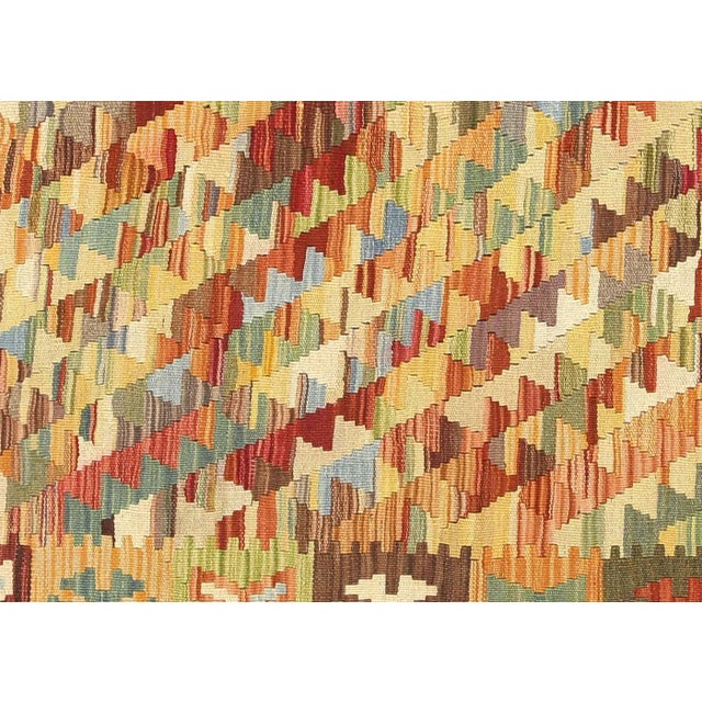 Contemporary Afghan Maimana Kilim. Hand woven with wool on wool foundation by the Maimana tribes of northern Afghanistan....