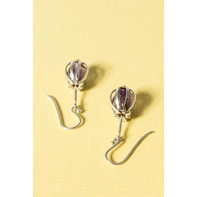 Metal Modernist Silver Earrings by Arvo Saarela, 1958, Set of 2 For Sale - Image 7 of 11