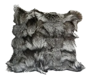 Gray Fox Fur Pillow