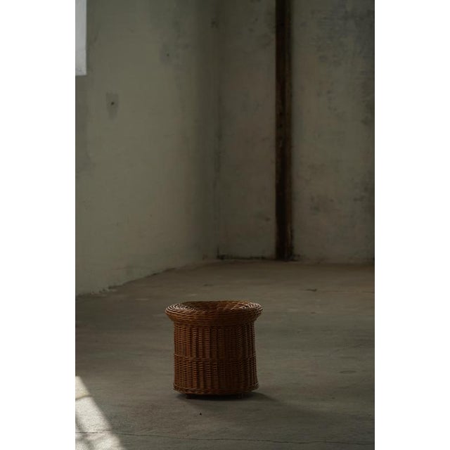 Mid-Century French Bohemian Rattan Side Table or Stool, 1950s For Sale - Image 12 of 17
