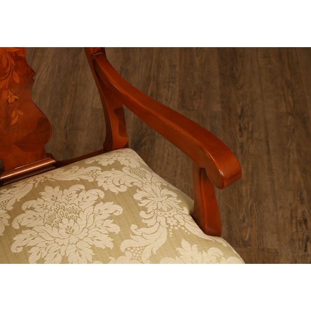 Italian Baroque Style Set of Eight Inlaid Olive Wood Dining Chairs For Sale - Image 9 of 18