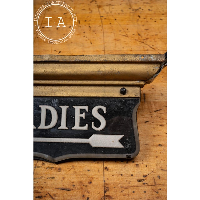 Black Antique Double-Sided Rog "Ladies" Lighted Directional Restroom Sign For Sale - Image 8 of 15