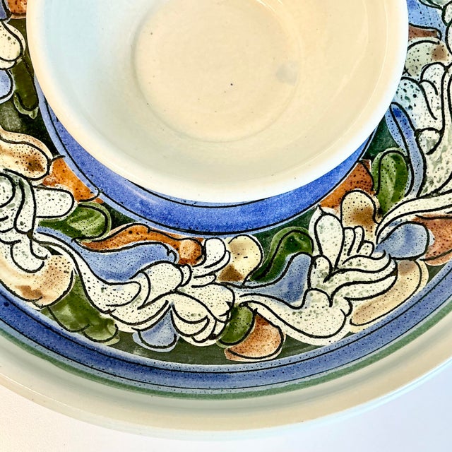 Ceramic 1980s Vintage Folk Arts & Craft Pottery Studio Chip and Dip, Artist Signed. For Sale - Image 7 of 11