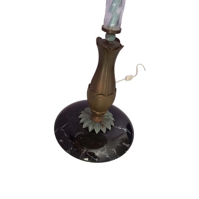 Table Lamp with Marble Base and Bronze Leaf Decoration, Italy, 1950s For Sale - Image 3 of 18
