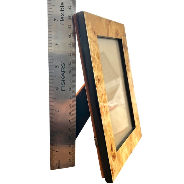 Wood Burlwood and Black Laquer Picture Frame With Velvet Back– 5.5" X 7" for 4" X 6" Photo | Organic Modern / Coastal Regency For Sale - Image 7 of 11