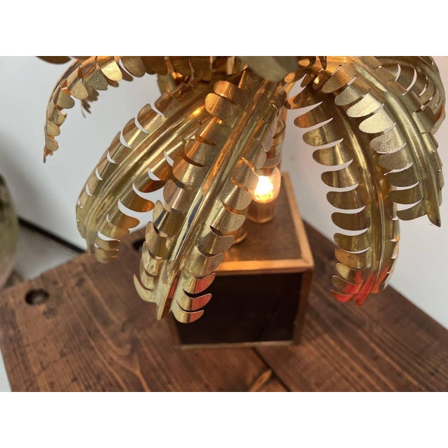 Four-Headed Brass Palm Tree Table Lamp, 010s For Sale - Image 15 of 18