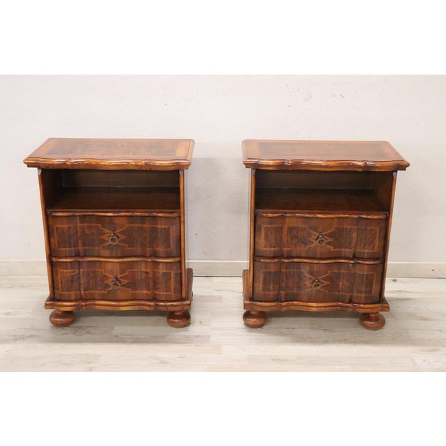 Walnut Veneer Nightstands, Set of 2 For Sale - Image 9 of 12