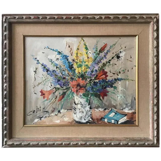 1950s Floral Painting Oil On Canvas For Sale In New York - Image 6 of 6