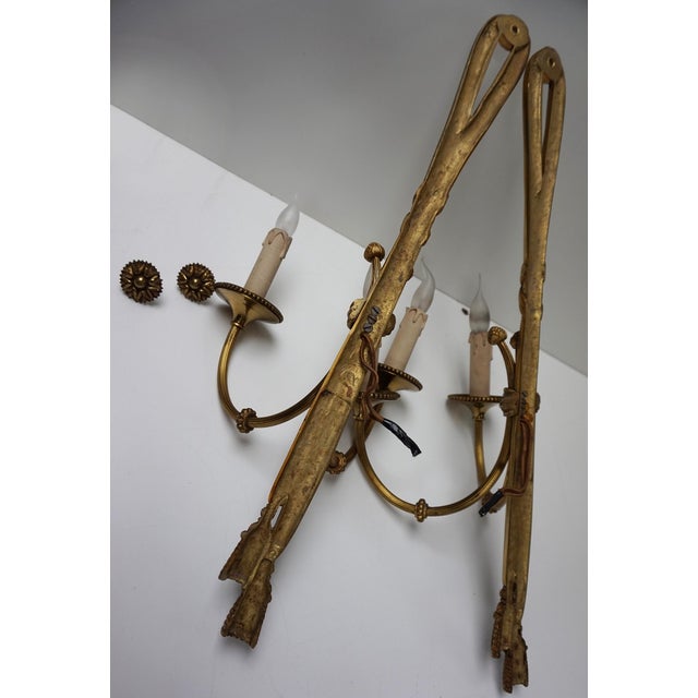 Large 19th Century French Gilt Bronze Knot, Tassel & Ribbon Wall Lights Sconces, Set of 2 For Sale - Image 13 of 18