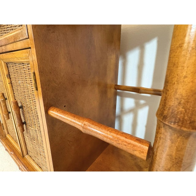 Vintage American of Martinsville Palm Beach Chic Bamboo Bar Cabinet on Casters For Sale - Image 16 of 18