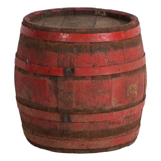 Antique Wooden Barrel with Iron Straps, Central Europe, 1920 For Sale