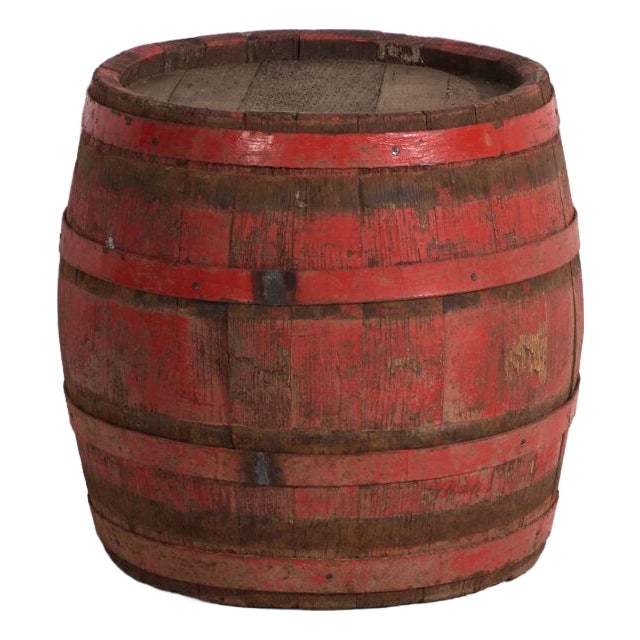 Antique Wooden Barrel with Iron Straps, Central Europe, 1920 For Sale