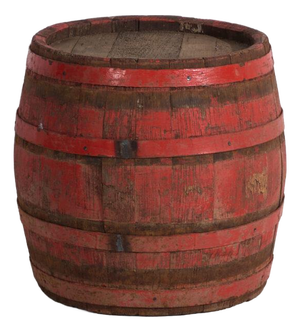 Antique Wooden Barrel with Iron Straps, Central Europe, 1920