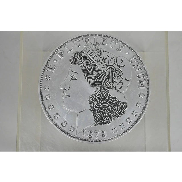 Vintage 1878 Morgan Silver Dollar Pewter Trivet or Wall Hanging Plaque, Usa For Sale - Image 9 of 9