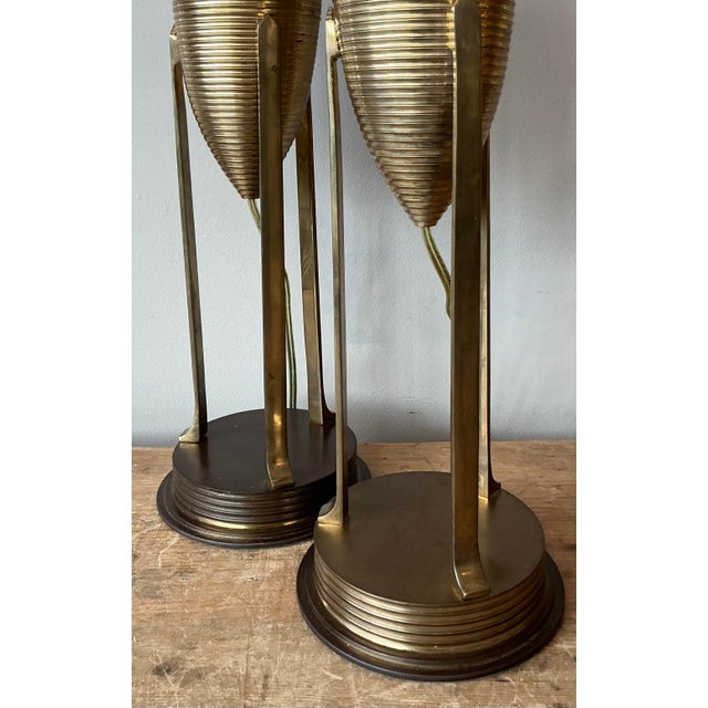 Metal Vintage Postmodern Chapman Brass Lamps - A Pair For Sale - Image 7 of 10