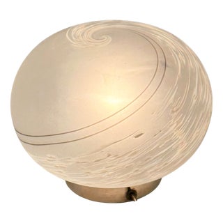 Murano Etched Glass Table Lamp with Spiral Decoration, Italy, 1980s For Sale