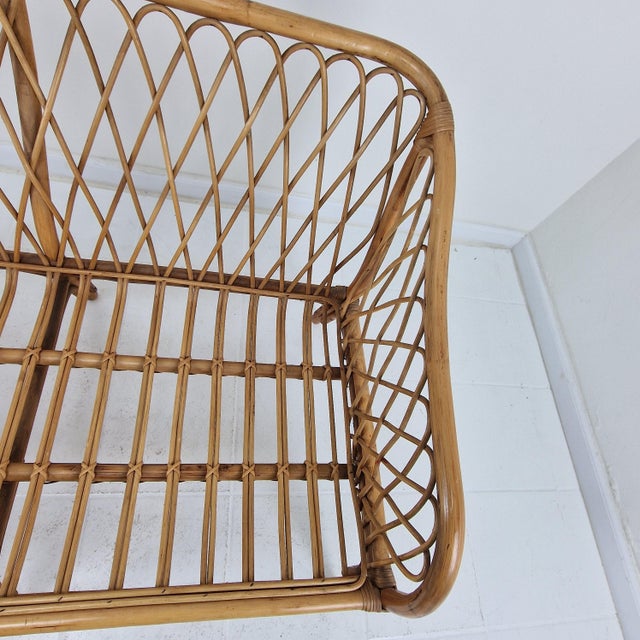 Mid-Century Italian Rattan & Bamboo Settee, 1970 For Sale - Image 13 of 16