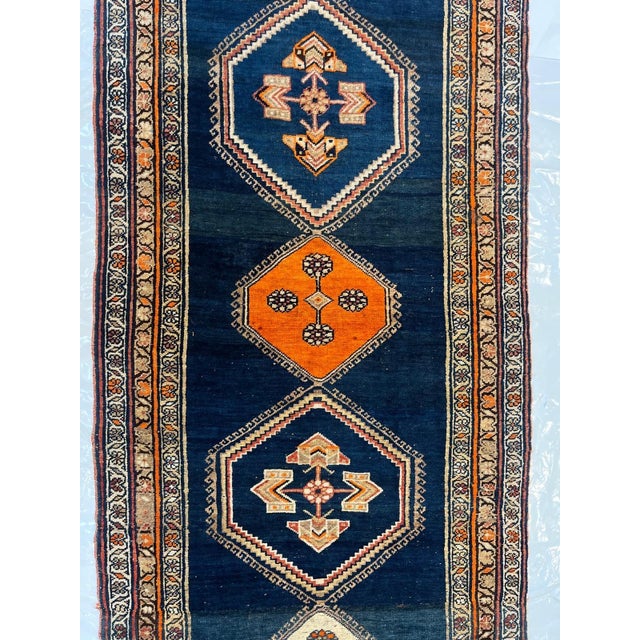Wool on wool pile genuine hand made antique Persian Bijar runner-