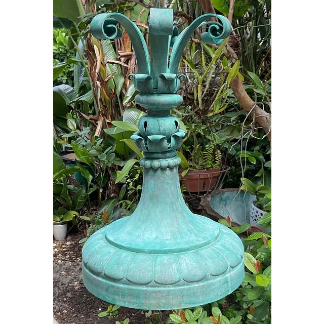 American Exquisite 19th-Century Salvage Solid Copper Chandelier / Ceiling Light Fixture For Sale - Image 3 of 14
