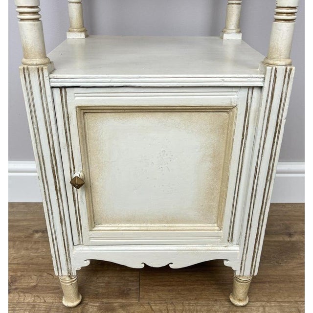 Gold Antique French Oak Bedside Table with Marble Top For Sale - Image 8 of 14