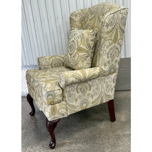Vintage Craftmaster Upholstered Wingback Chairs - A Pair For Sale - Image 4 of 11