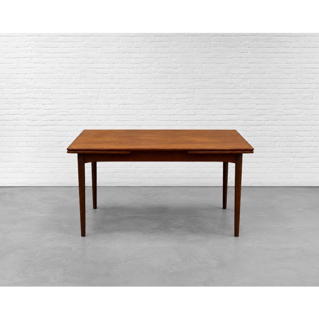 Danish Mid Century Modern Teak Dining Table, Hidden Leaves, C. 1960’s For Sale - Image 4 of 13