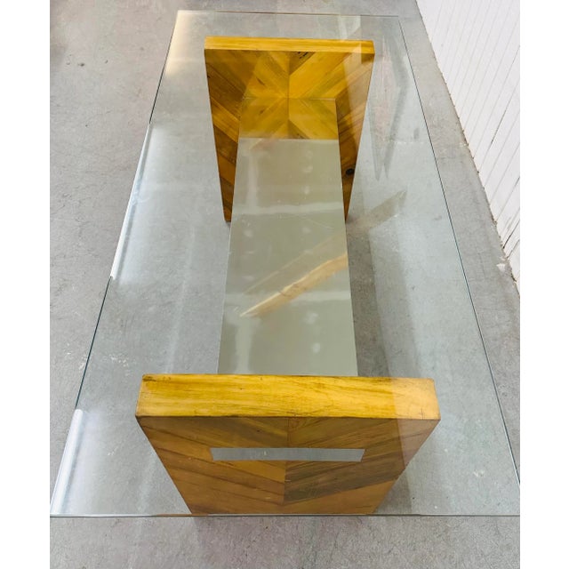 1980s Vintage Modern Paul Evans Style Glass Console Table For Sale - Image 5 of 7