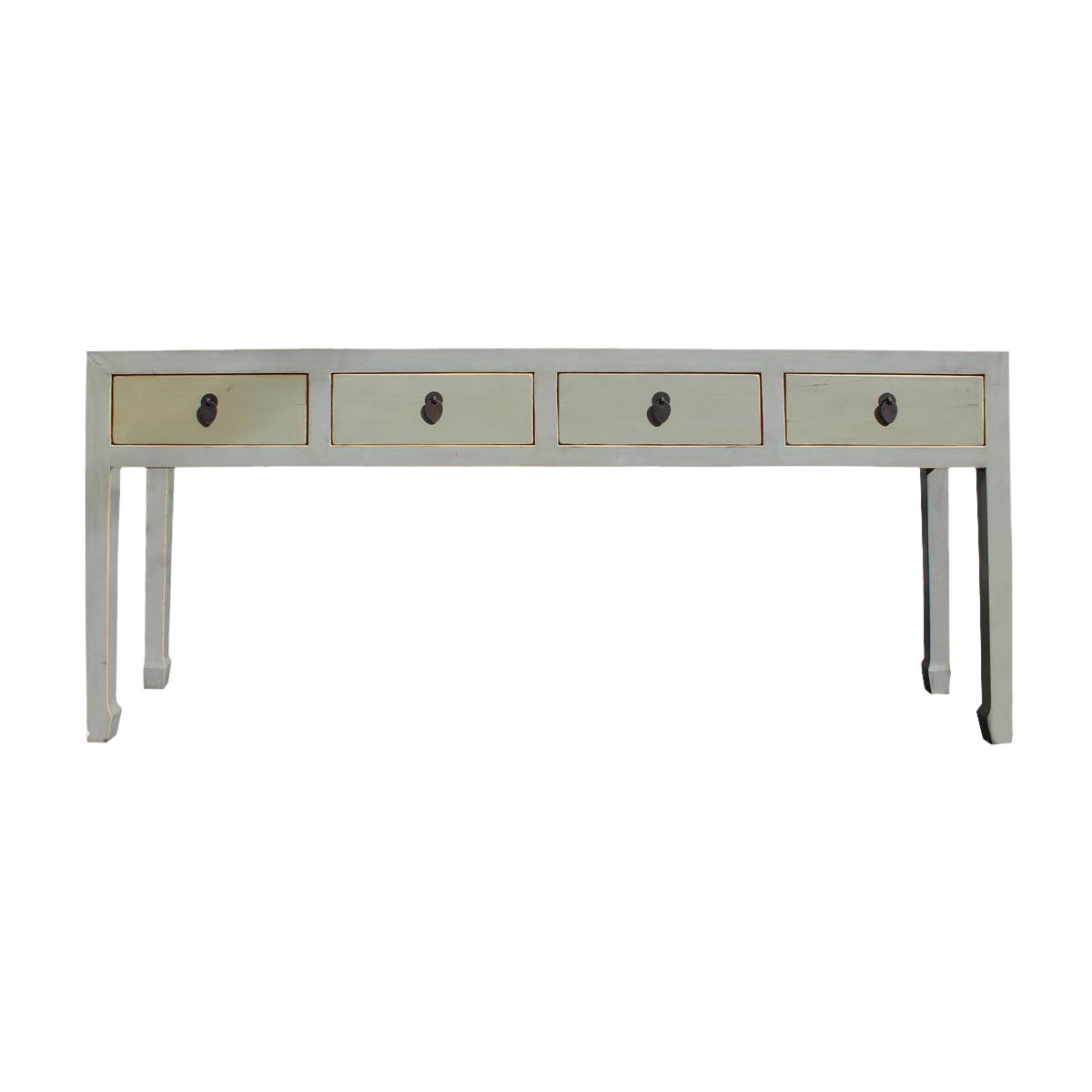 Chinese Distressed Gray 4 Drawer Low Console Table Chairish
