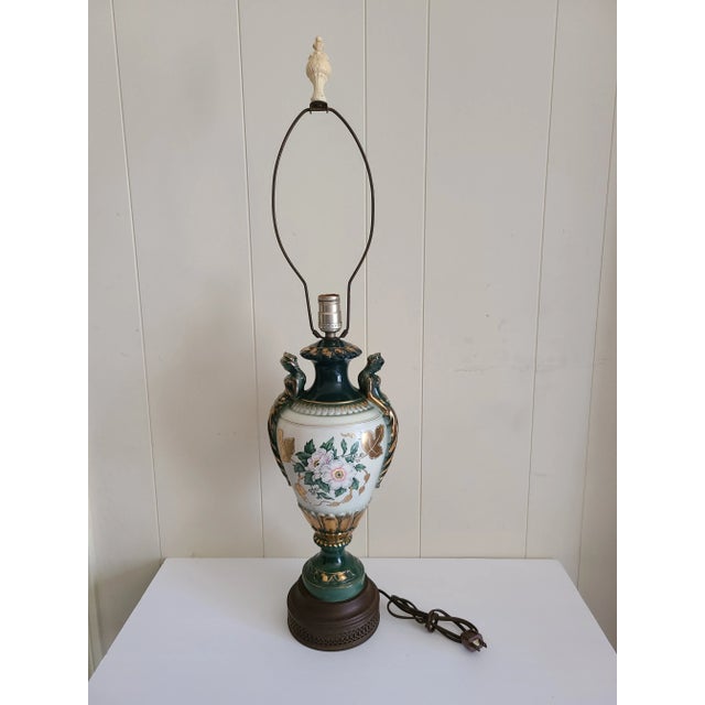 Mid 20th Century Green With Ladies on Side Lamp For Sale - Image 13 of 13
