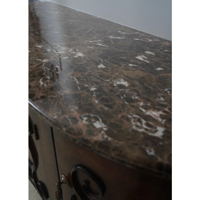 Henredon Chestnut Finish Demilune Marble Top Sideboard For Sale - Image 12 of 18