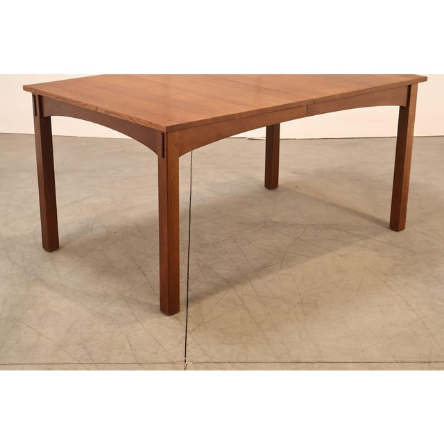 Stickley Mission Collection Harvey Ellis Inlaid Oak Extendable Dining Table For Sale - Image 12 of 18