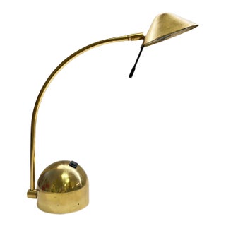 Vintage 1970s Brass Adjustable Gooseneck Desk Lamp For Sale