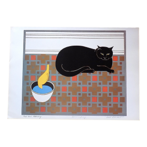Vintage Signed/Titled Will Barnet Lithograph "Cat and Canary"