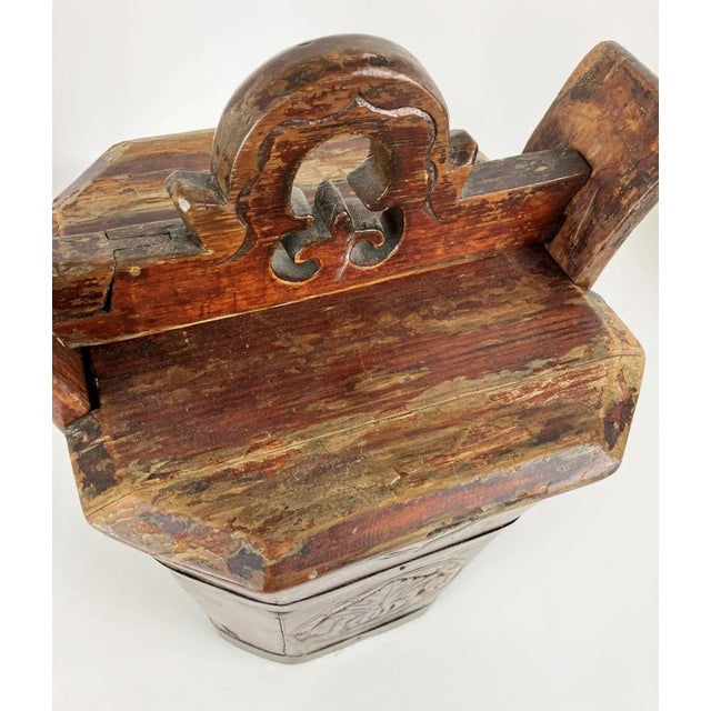 Antique Chinese Teapot Caddy Carved Wood For Sale - Image 4 of 9