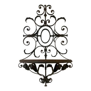 Vintage Hand Forged Iron Console Table For Sale