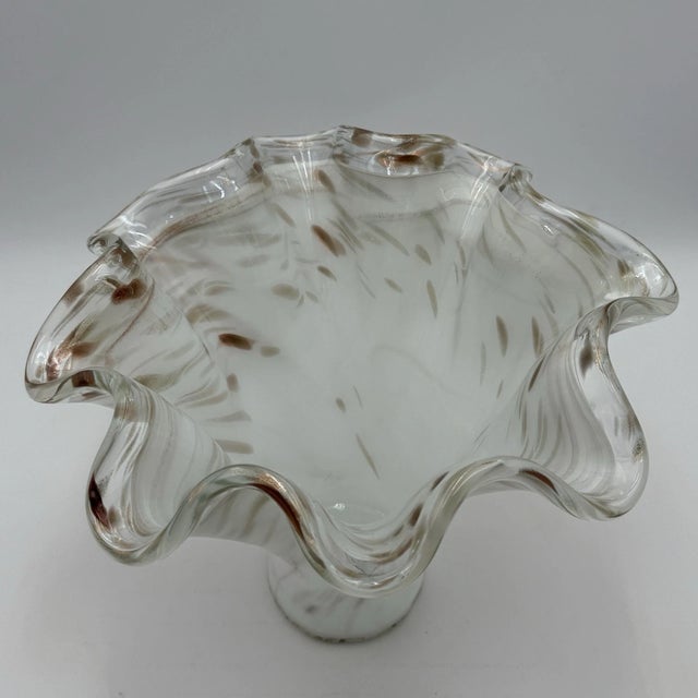 Elevate your décor with this stunning Murano art glass vase, expertly handcrafted in Italy. Showcasing a luxurious white...
