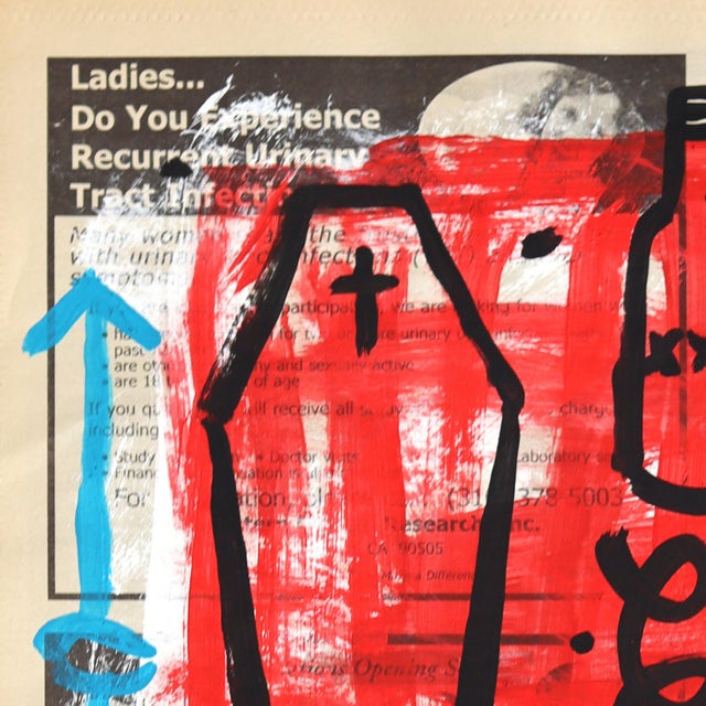Skeleton Strums - Original Pop Street Art Acrylic Painting on Newspaper by Gary John For Sale - Image 4 of 6