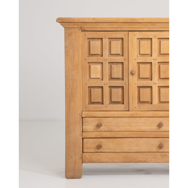 Tan Oak Brutalist Buffet, Antique, France, Circa 1970 For Sale - Image 8 of 14