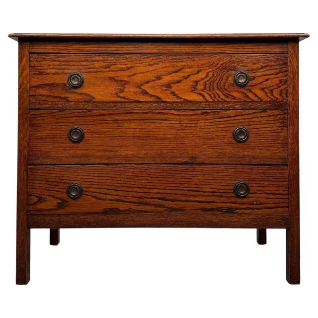 Antique Early 20th Century English Edwardian Oak Chest of Drawers For Sale - Image 12 of 12