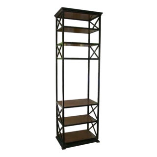 Tall Rustic Iron & Wood Ètagerè w/ Six Fixed Shelves For Sale