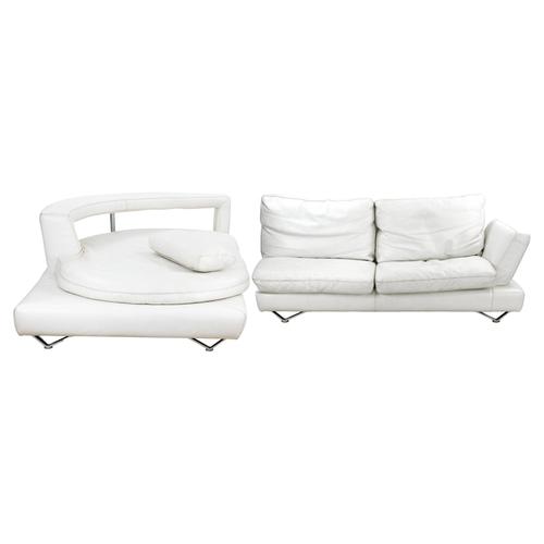 Vintage White Leather Sofa Set, Italy, 1970s, Set of 2 For Sale - Image 11 of 11
