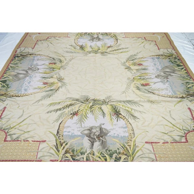 Brown French Aubusson Design Rug 7'10'' X 9'11'' For Sale - Image 8 of 10