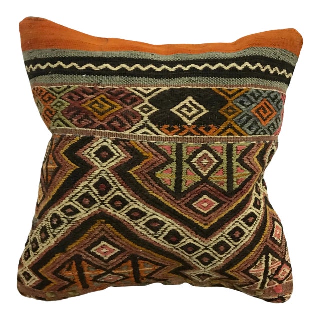 Vintage Turkish Multicolor Kilim Pillow Cover For Sale