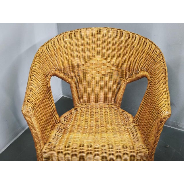 Vintage Italian Rattan and Wicker Lounge Set, 1950s, Set of 5 For Sale - Image 11 of 18