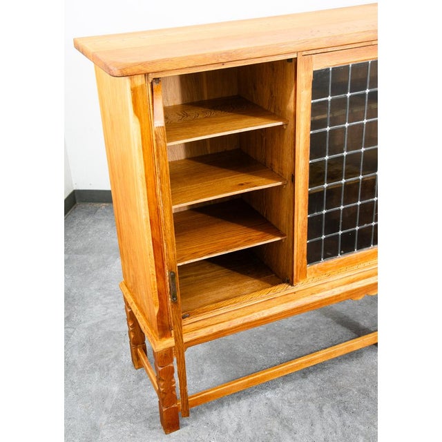 Wood Mid Century Danish Modern Cabinet Credenza Glass Henning Kjernulf White Oak, Attributed For Sale - Image 7 of 12