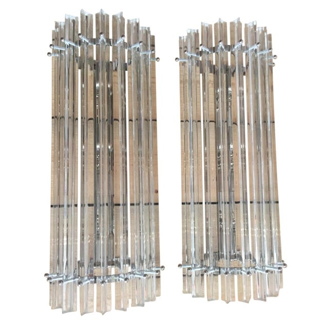 Lot of 2 beautiful wall sconces: Italian triedo crystal, in Murano style. Absolutely stunning- we hung them in our...