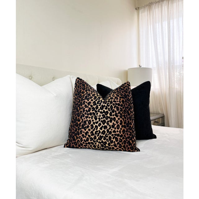 Safari Leopard Print Velvet Throw Pillow With Plush Feather Down Insert For Sale In New York - Image 6 of 7