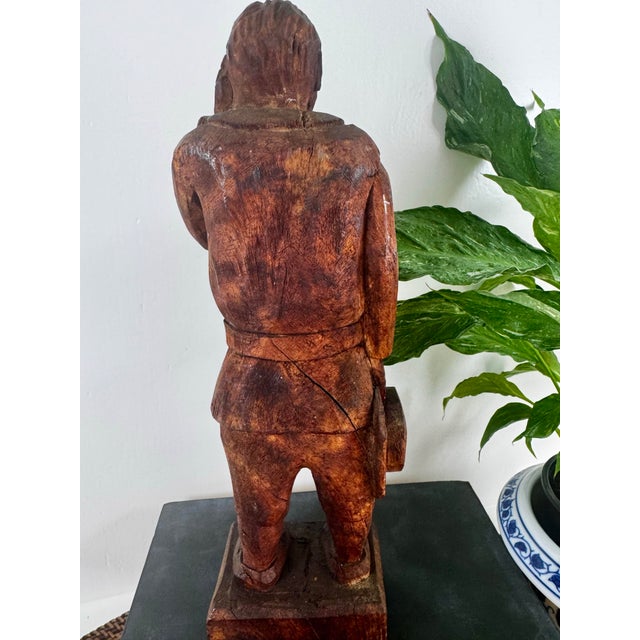 Hand Carved Wood Folk Art Figure Rustic Primitive Sculpture Vintage Canadian Style For Sale In Portland, OR - Image 6 of 7