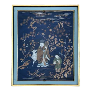 Framed Antique Japanese Embroidery Fukusa Panel