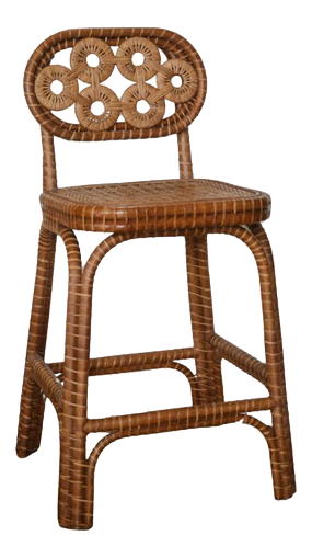 Bridget Barstool in Stained Rattan and Plywood by Popus Editions